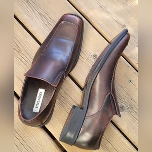STEVE MADDEN Brown Leather Dress Slip On Loafer Shoes | Men's Dress Shoes | OBO